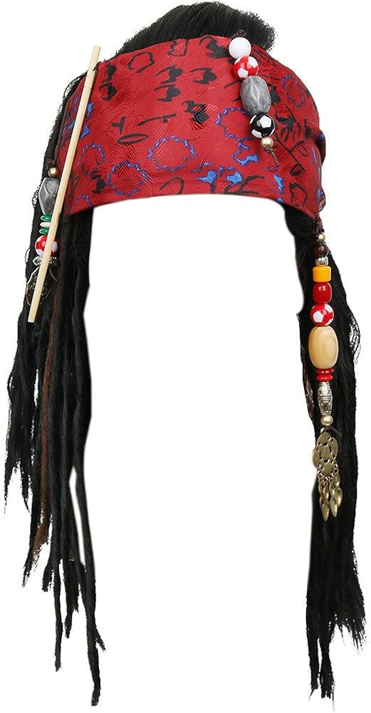 Pirates Wigs Bandana Dreadlock DLX Jack Sparrow Halloween, Black, Size One Size | Amazon (US)