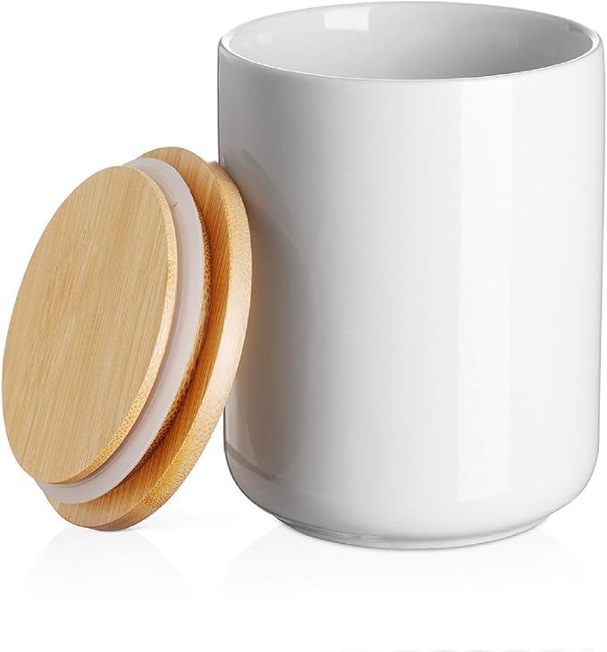 DOWAN Ceramic Kitchen Canister Food Storage White Jar with Airtight Lid - 27 FL OZ (710 ML) Coffe... | Amazon (US)