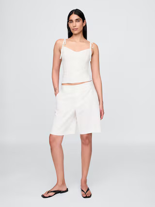 365 Low Rise Linen-Blend Trouser Shorts | Gap (US)