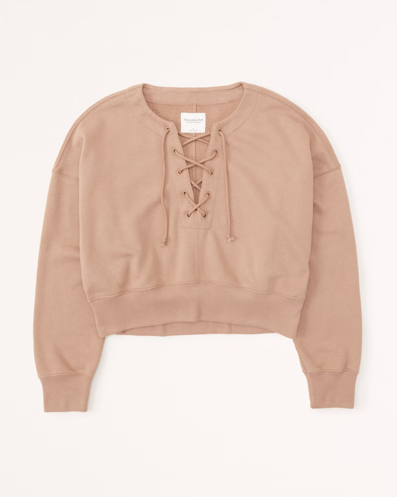 Lace-Up Crew Sweatshirt | Abercrombie & Fitch (US)