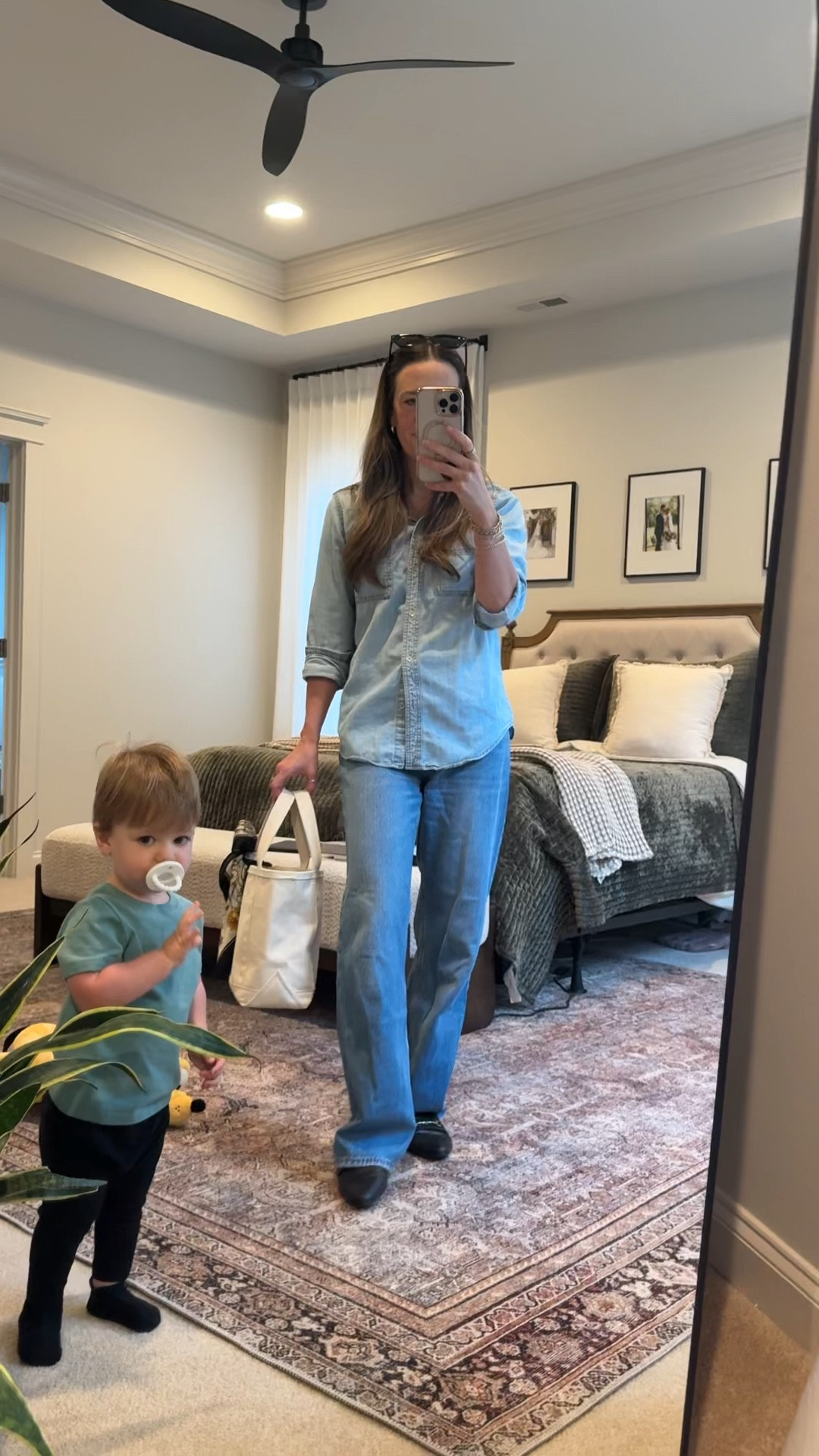 Denim-on-denim, but make it mom-life ✅ Easy spring outfit idea for errands, school drop-off, or a casual workday: Target chambray button-down (S) + Abercrombie High Rise Loose Jeans (25R) + the LL Bean Boat Tote (small) that somehow carries everything (including the random snacks). Classic, comfy, and always on repeat.

#LTKootd #LTKmomlife #LTKSeasonal

#LTKmomlife #LTKootd