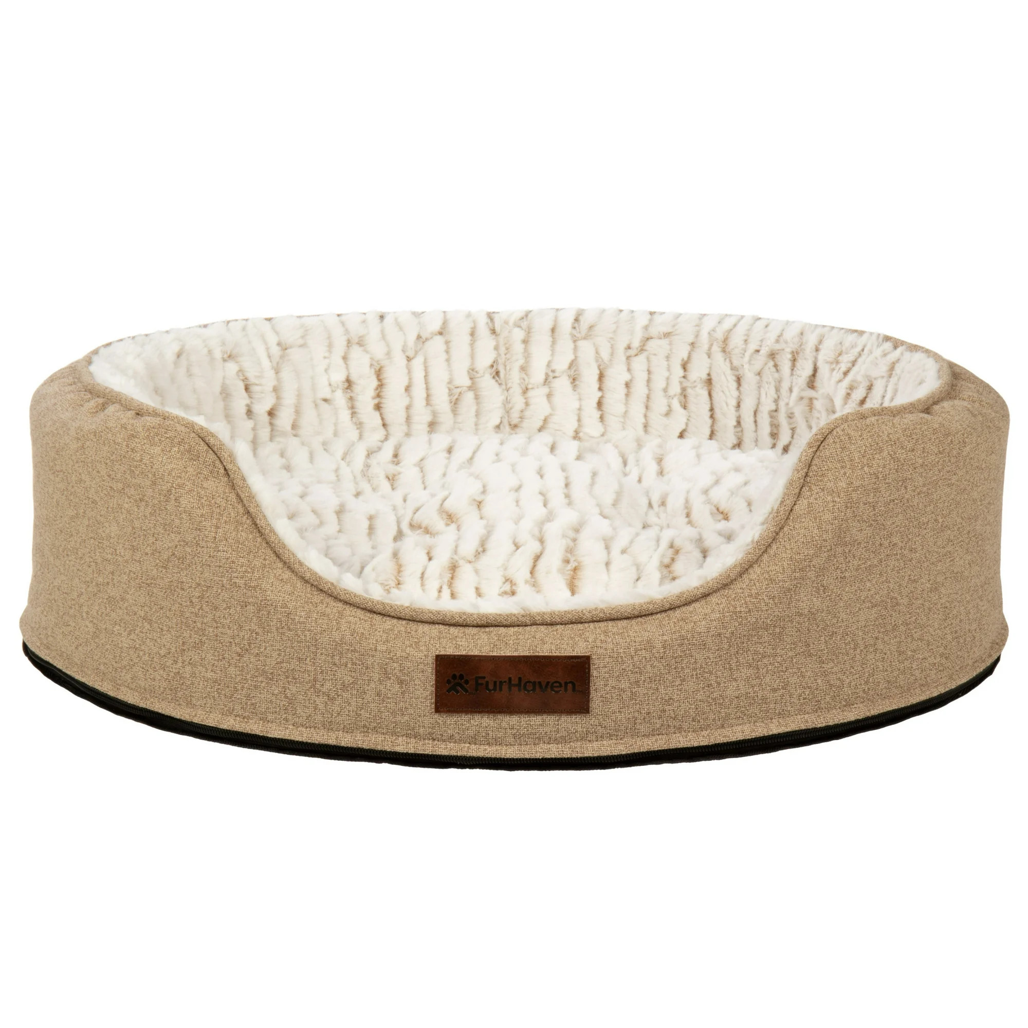 Furhaven Pet Products Medium Foam Oval Lounger Dog & Cat Bed With Reversible Pillow, Nutmeg | Walmart (US)