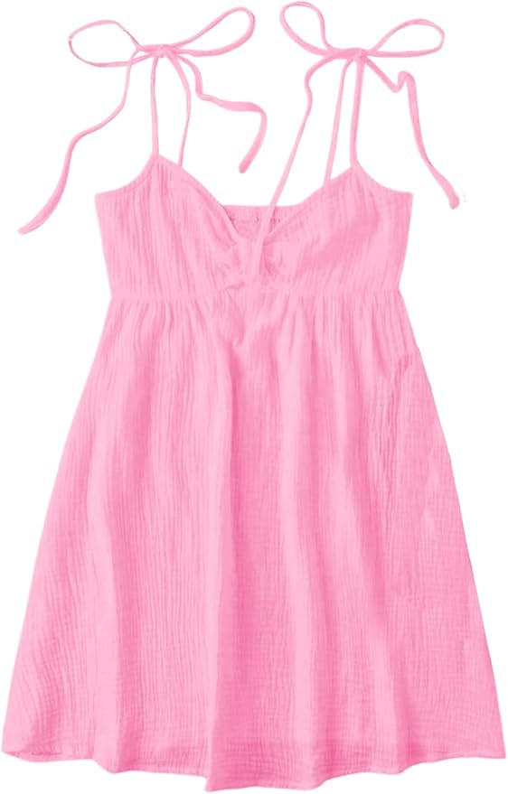 SOLY HUX Women's Tie Shoulder Y2k Cami Sun Dress Cute Spaghetti Strap Casual Summer A Line Short ... | Amazon (US)