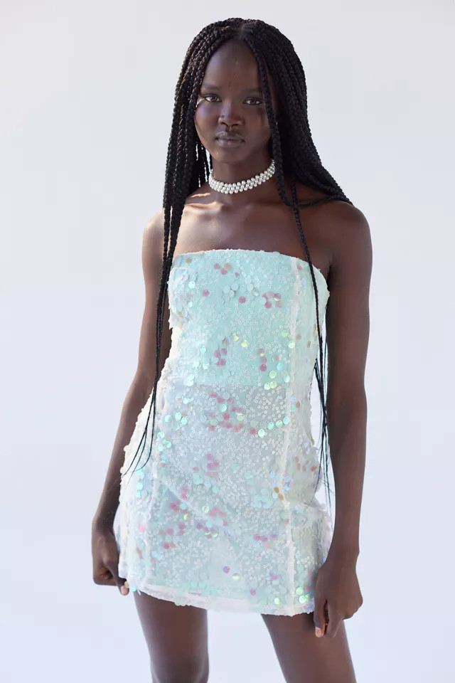 UO Aqua Sequin Mini Dress | Urban Outfitters (US and RoW)