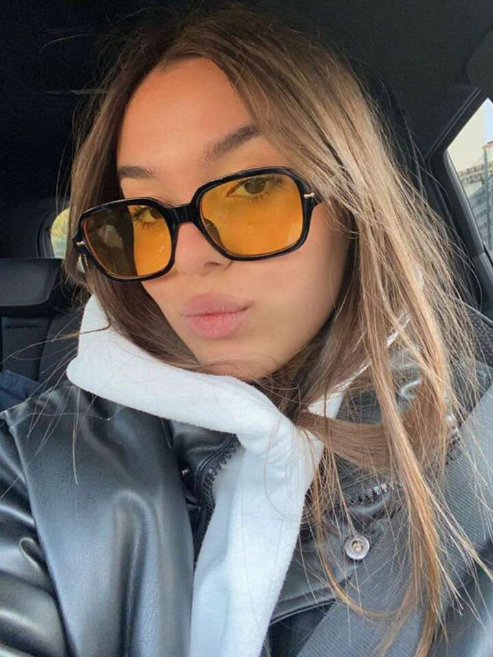 Óculos De Sol 1 Peça Com Moldura Pequena Quadrada Amarela Lente Fashion Y2k | SHEIN