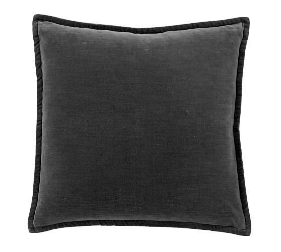 Washed Velvet Pillow Cover 20", Ebony | Pottery Barn (US)