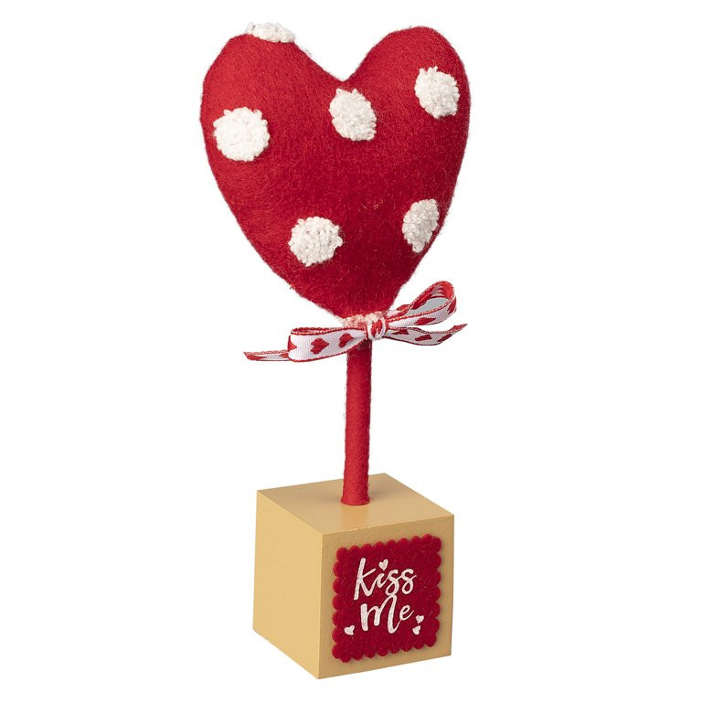 Way to Celebrate Valentine's Day Small Red Fabric Heart Tabletop Decoration, 8.5" Tall | Walmart (US)