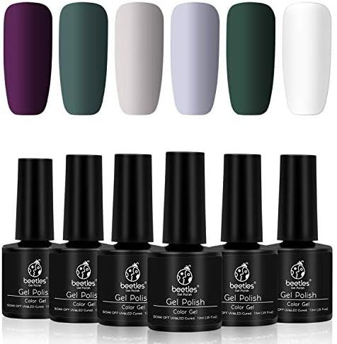 Beetles Snow Lake Gel Nail Polish Set - 6 Colors Green White Gel Polish Kit Nude Grey Nail Gel Po... | Amazon (US)