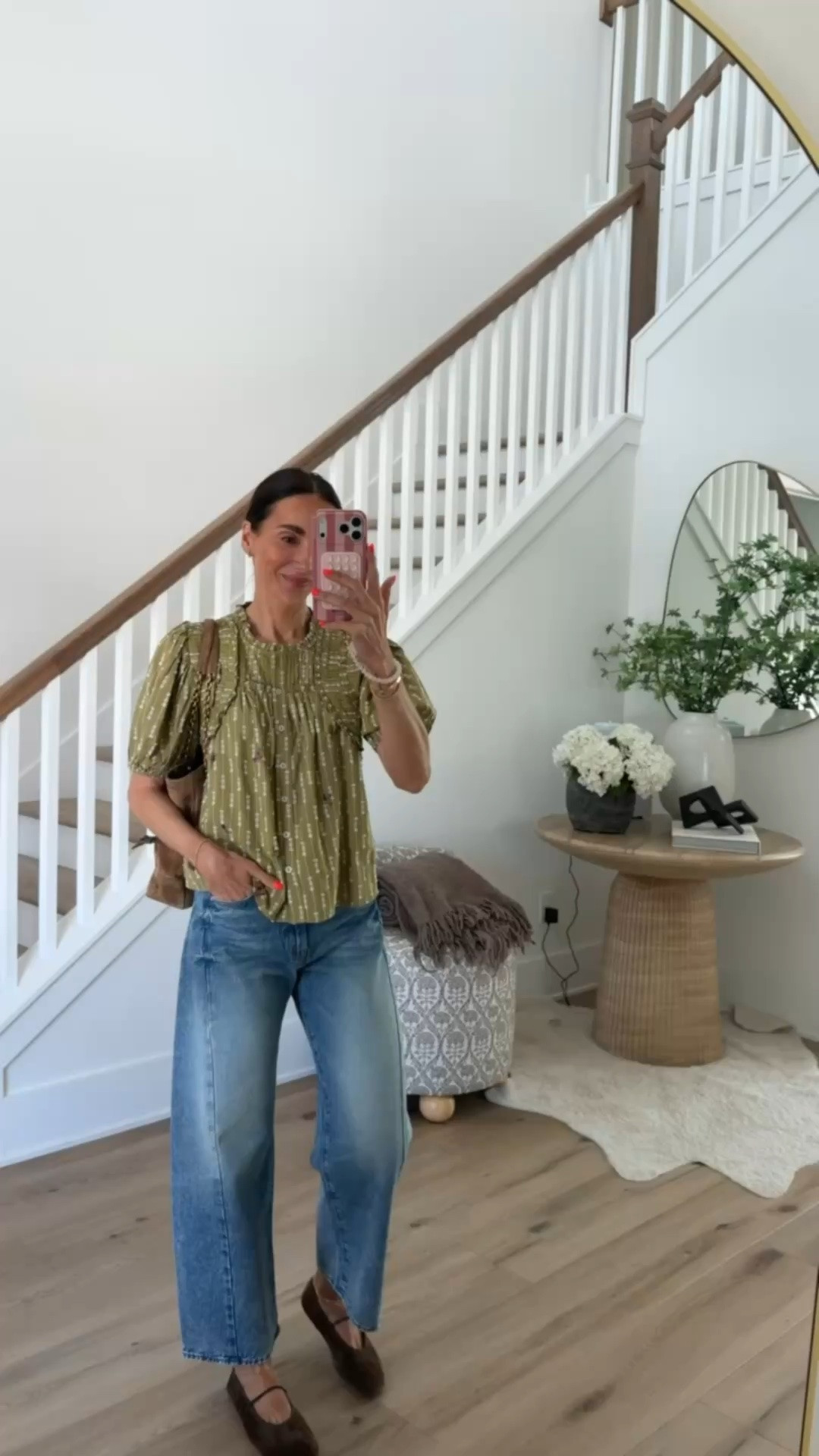 Anthropologie early fall outfit, I'm wearing size XS in blouse, 25 in jeans.

#LTKOver40 #LTKootd