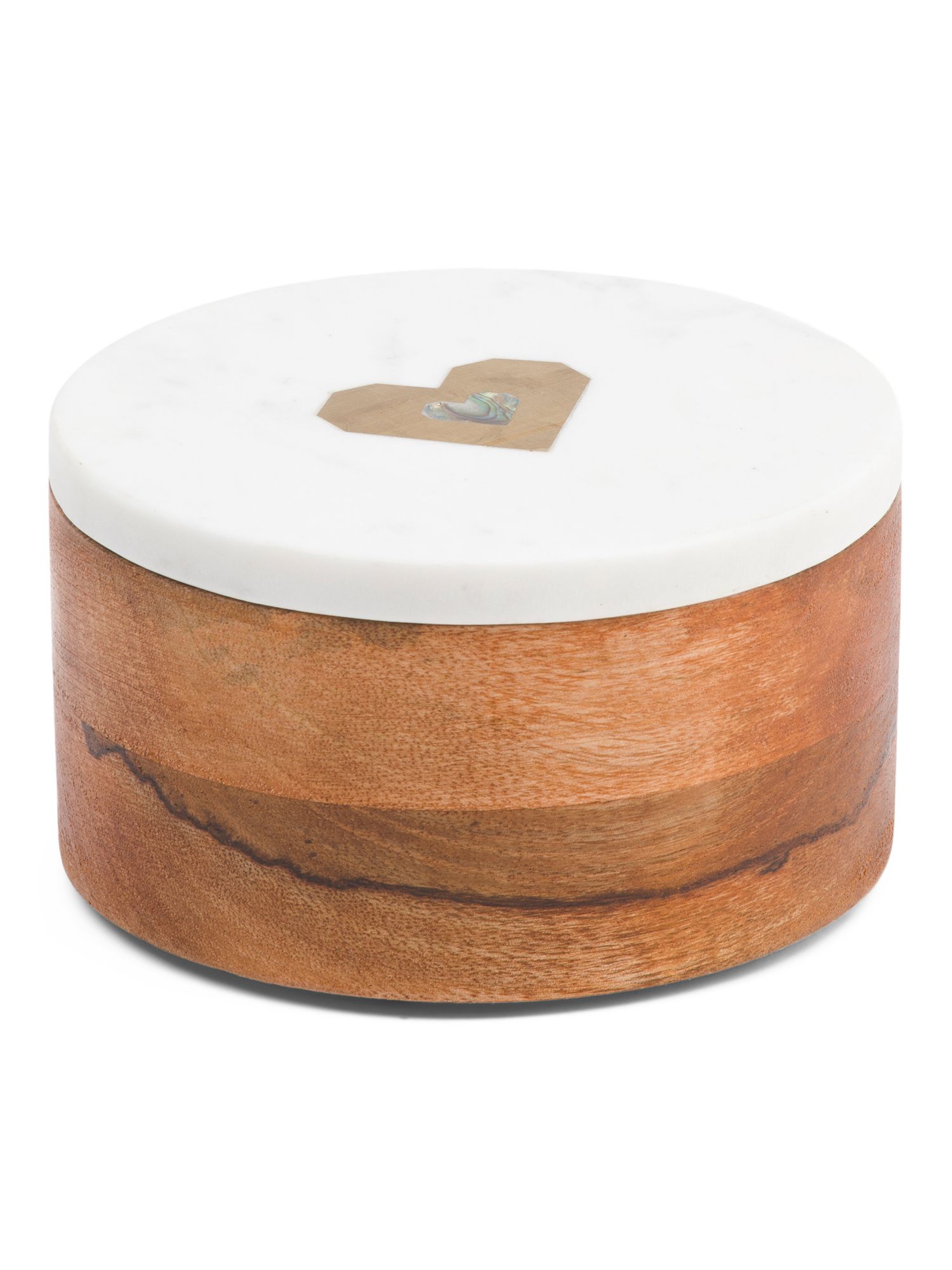 5x5 Marble Wood Round Box | TJ Maxx