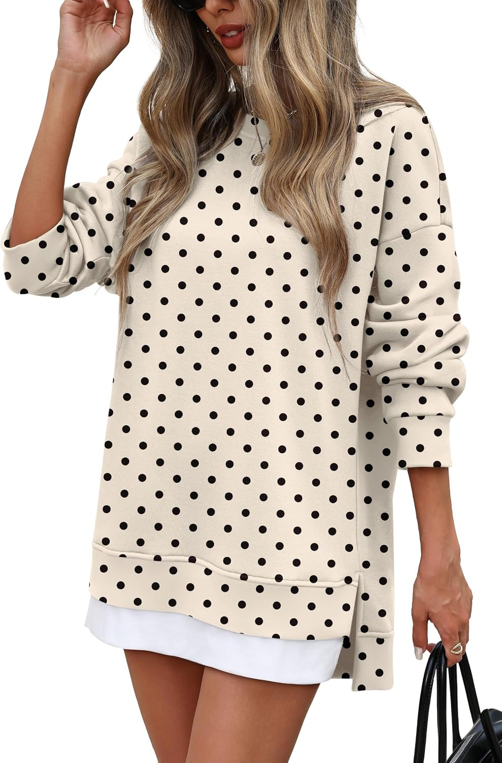 OFEEFAN Womens Tops Crewneck Sweatshirt Oversized Long Sleeve Shirts | Amazon (US)