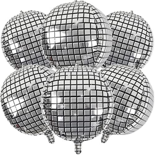 6 Pack Big Disco Ball Balloons for 70s Disco Party Decorations 4D Large 22 Inch Round Metallic Si... | Amazon (US)