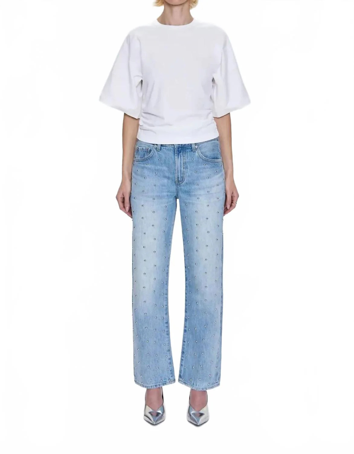 Lexi Mid Rise Bowed Straight Leg Jeans In Aries | Shop Simon