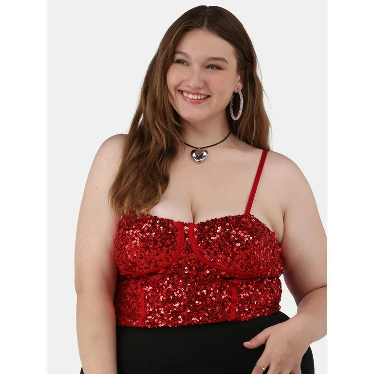 No Boundaries Sequin Corset, Women's and Women’s Plus - Walmart.com | Walmart (US)