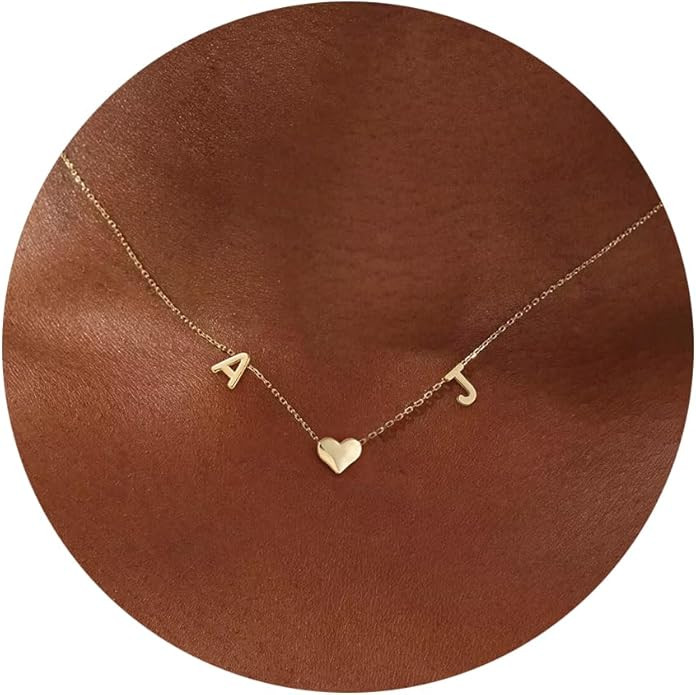 Gold Heart Initial Necklaces for Women 14K Gold Plated Dainty Heart A-Z Letter Pendant Necklace C... | Amazon (US)