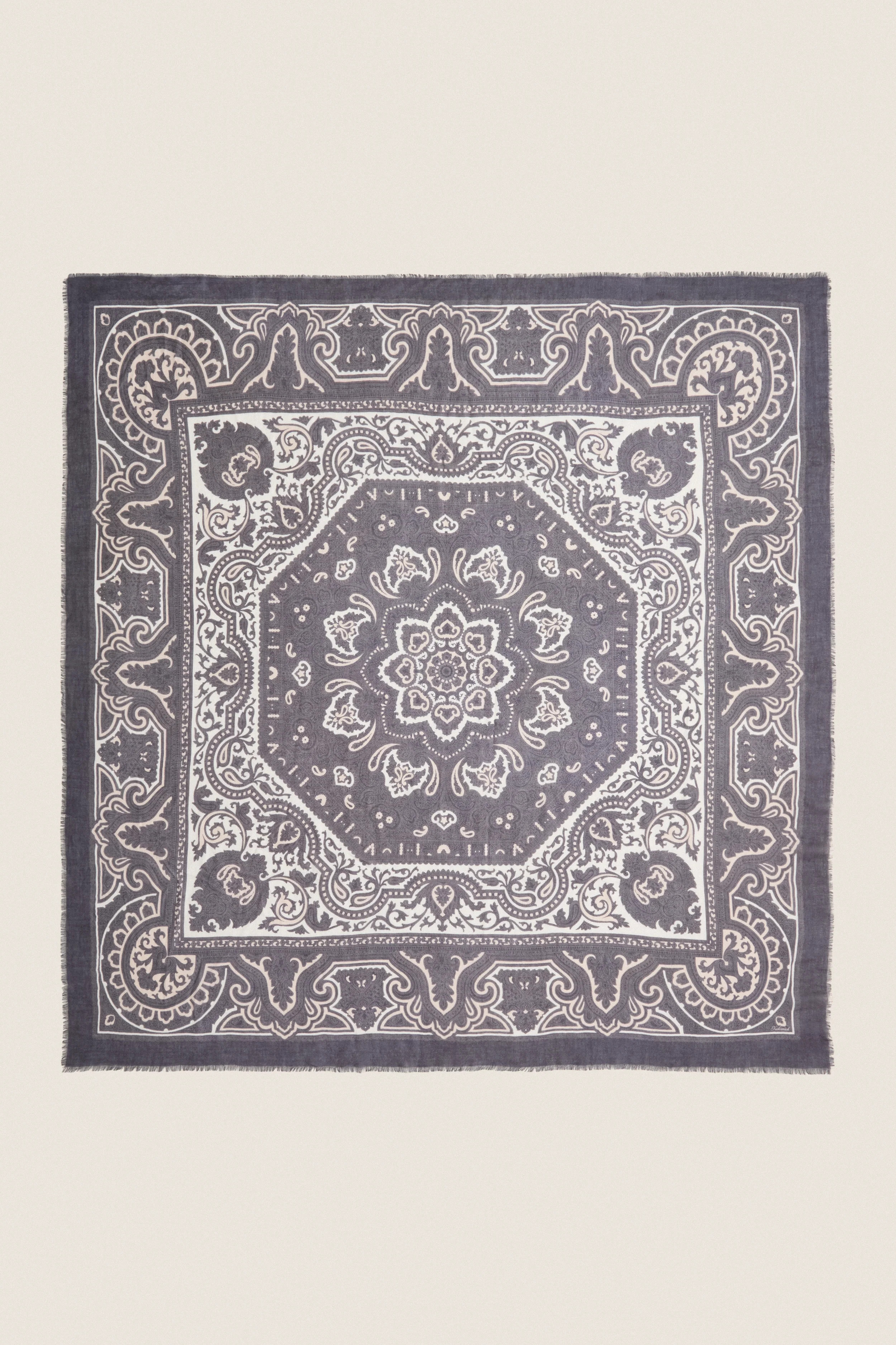 Navy Bandana Silk Cashmere Blend Large Scarf | Tuckernuck (US)
