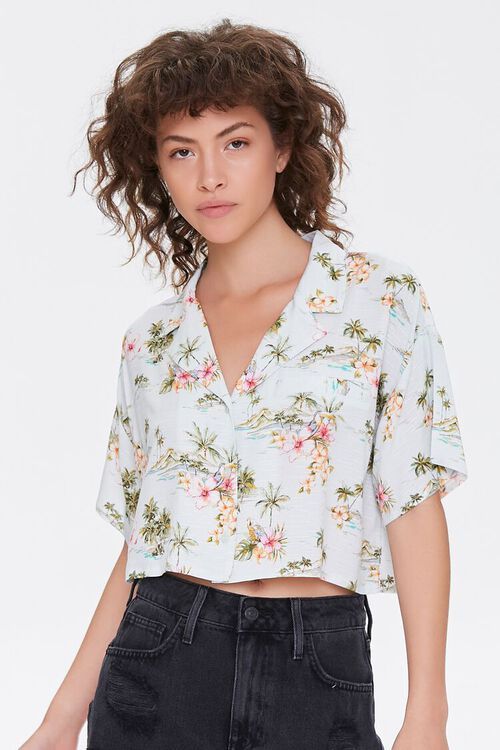 Tropical Print Cropped Shirt | Forever 21 (US)