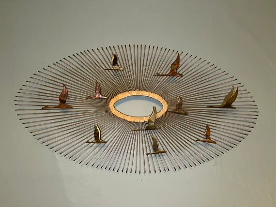 Curtis Jere Era Geese Birds in Flight Sunburst Brass Metal - Etsy | Etsy (US)