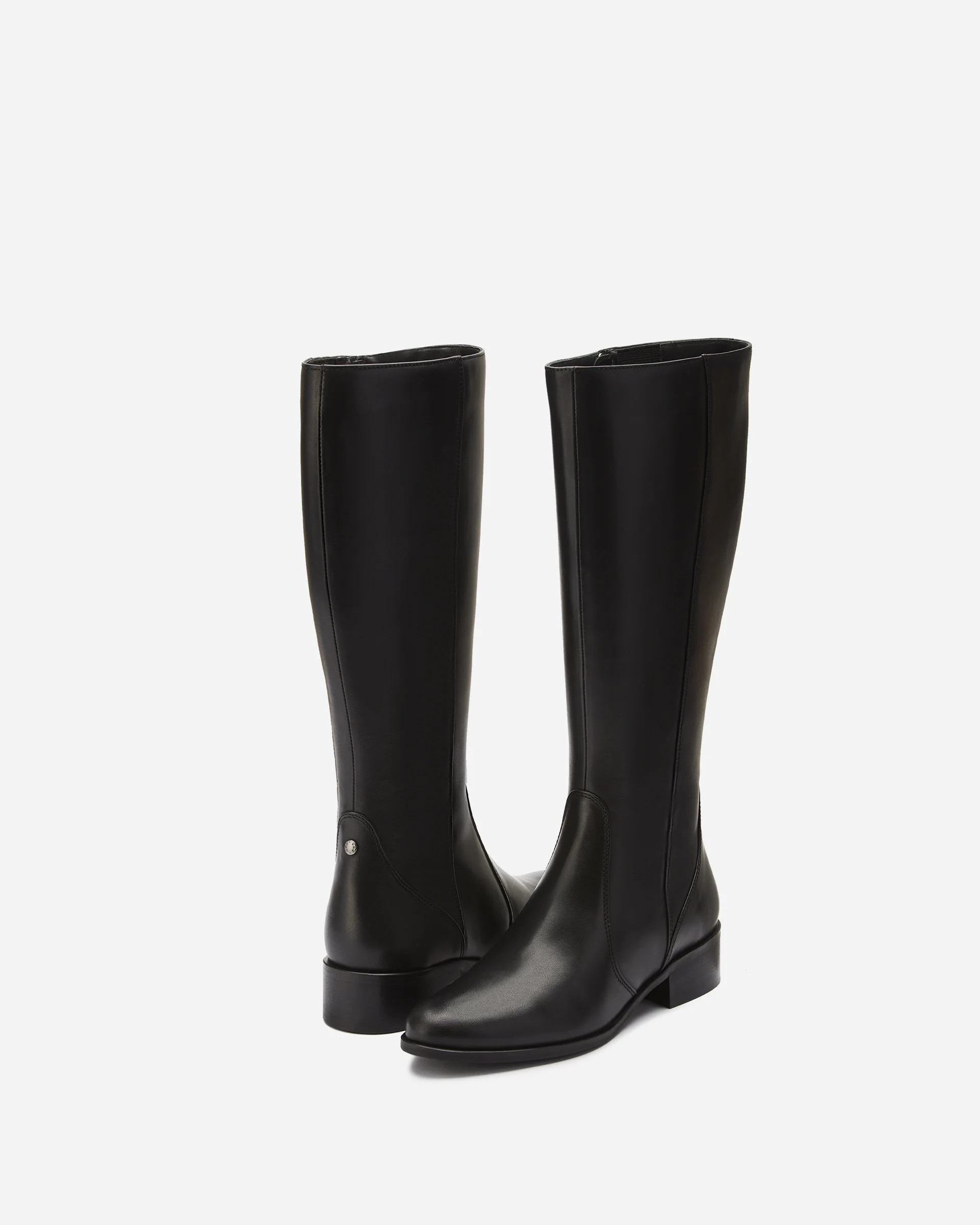 Haltham Standard Black Leather Flat Knee High Boots | DuoBoots | DuoBoots
