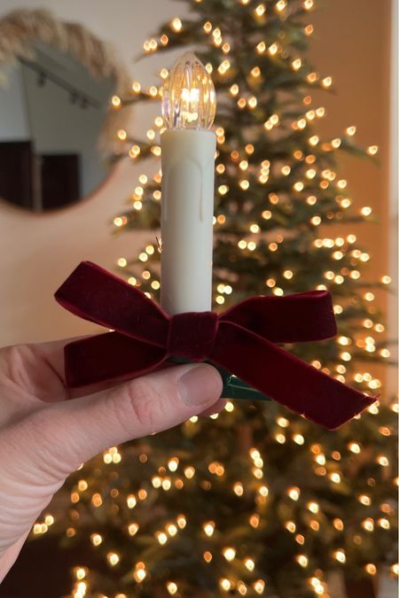 At a little more Christmas glow to your tree this year with these flameless candles. Such a simple way to elevate your tree. They are beautiful on their own or with a velvet ribbon #tapercandles #holidaydecor #christmastree 

#LTKhome #LTKHoliday #LTKfamily