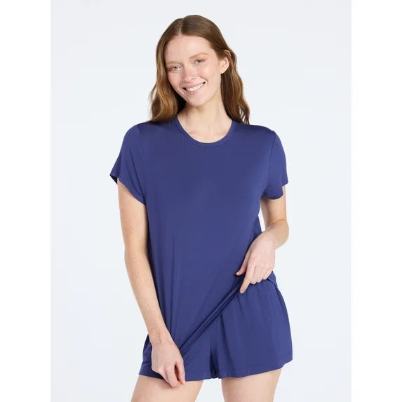 Joyspun Women’s Scoop Neck Sleepwear Modal Tee with Short Sleeves, Sizes S-3X | Walmart (US)
