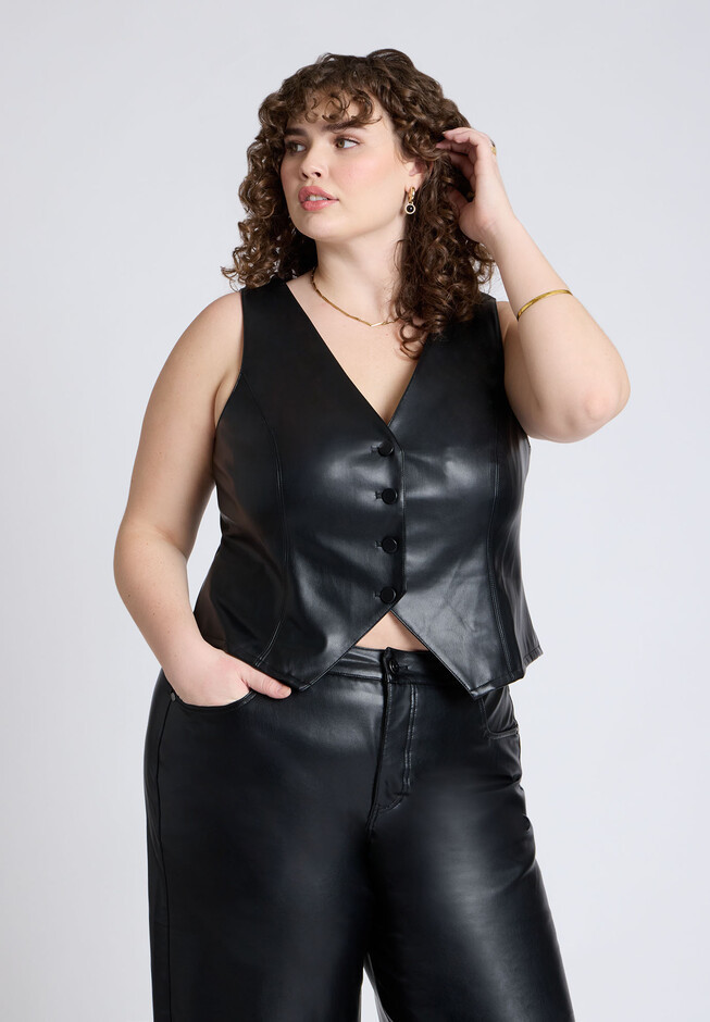 Faux Leather Vest | Eloquii