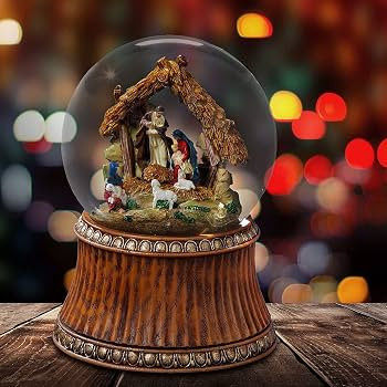 THE SAN FRANCISCO MUSIC BOX COMPANY Nativity Holiday Water Globe with Stable - Plays The First No... | Amazon (US)