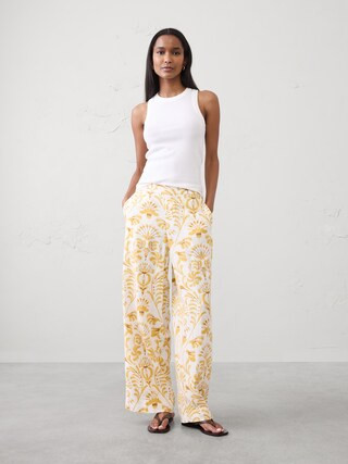 Wide-Leg High-Rise Linen-Blend Pant | Banana Republic Factory