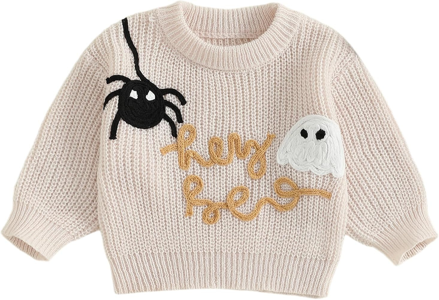 Toddler Baby Girl Knit Sweaters Oversized Long Sleeve Embroidery Shirt Top Newborn Infant Cute Fa... | Amazon (US)