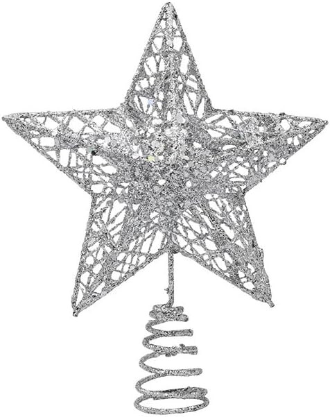 YYCRAFT Glitter Metal Star Chirstmas Tree Topper 12 Inch Christmas Decoration, Metal Silver | Amazon (CA)