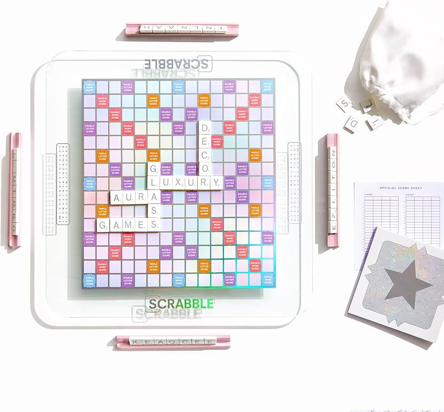 WS Game Company Scrabble Aura Edition with Rotating Tempered Glass Game Board | Amazon (US)