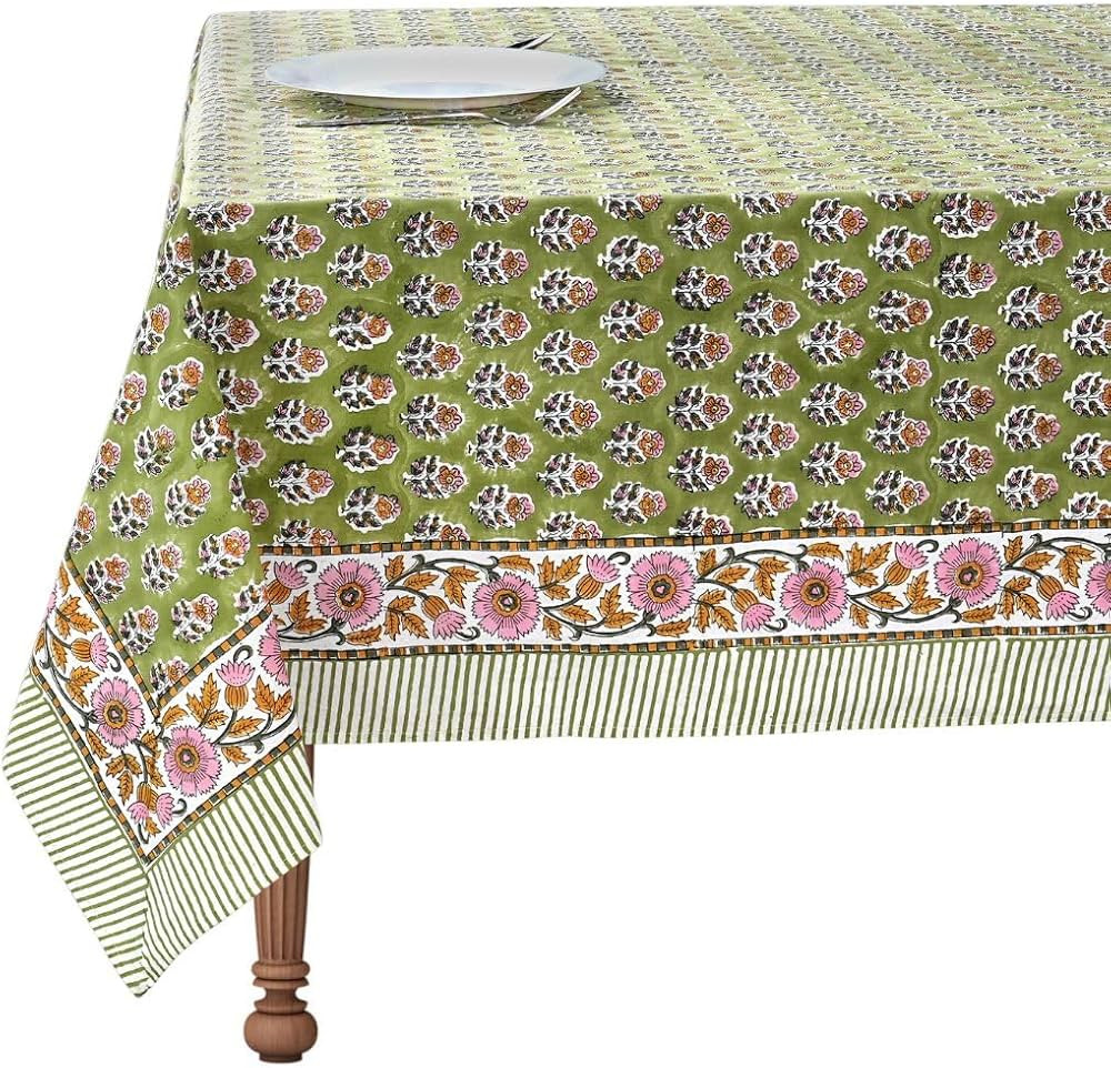 CPC Tablecloth 100% Cotton 60x60 Inch Indian Block Print Easter Square Table Cover, Table Cloth f... | Amazon (US)