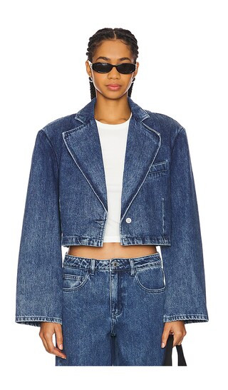 Cropped Blazer Jacket in Mid & Dark Light | Revolve Clothing (Global)