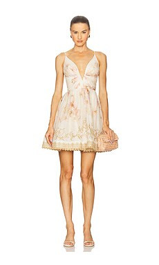 Zimmermann V Neck Mini Dress in Cream Peony from Revolve.com | Revolve Clothing (Global)