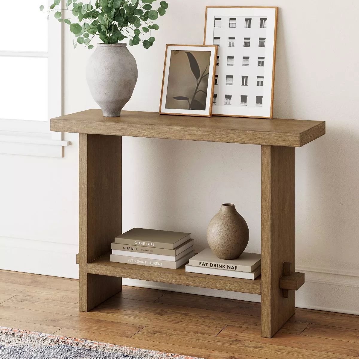 Nathan James Console Sofa Table Brushed Light Brown: Entryway Table with Charging Station, 40in W... | Target