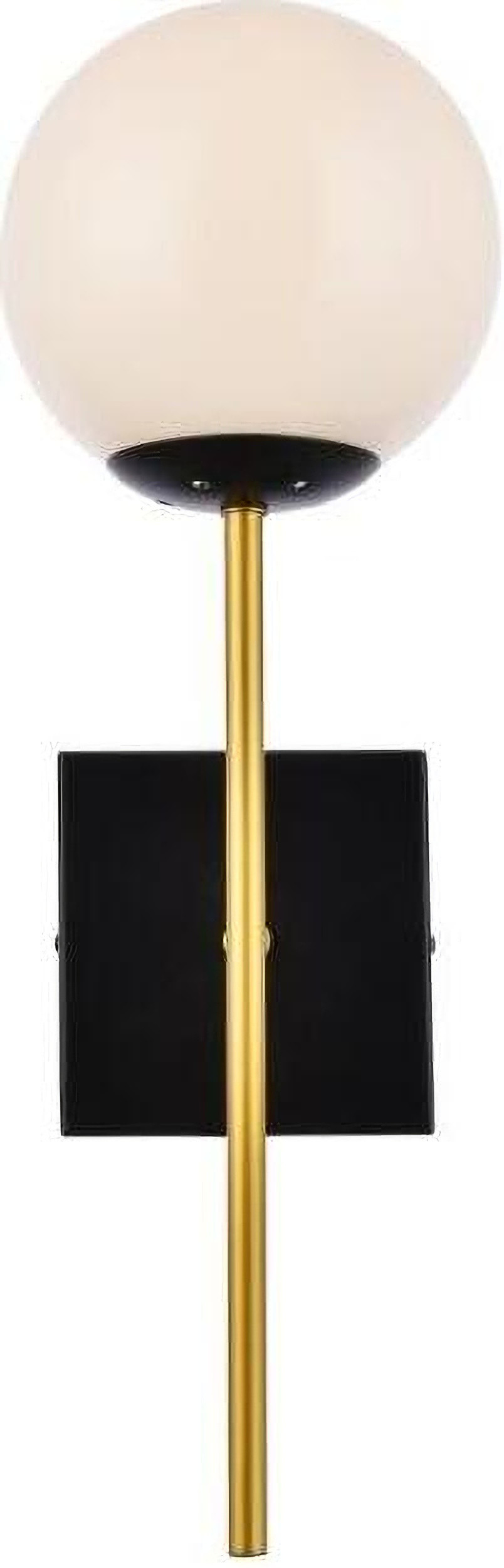 Neri 1 Light Black And Brass And White Glass Wall Sconce | 1stopbedrooms