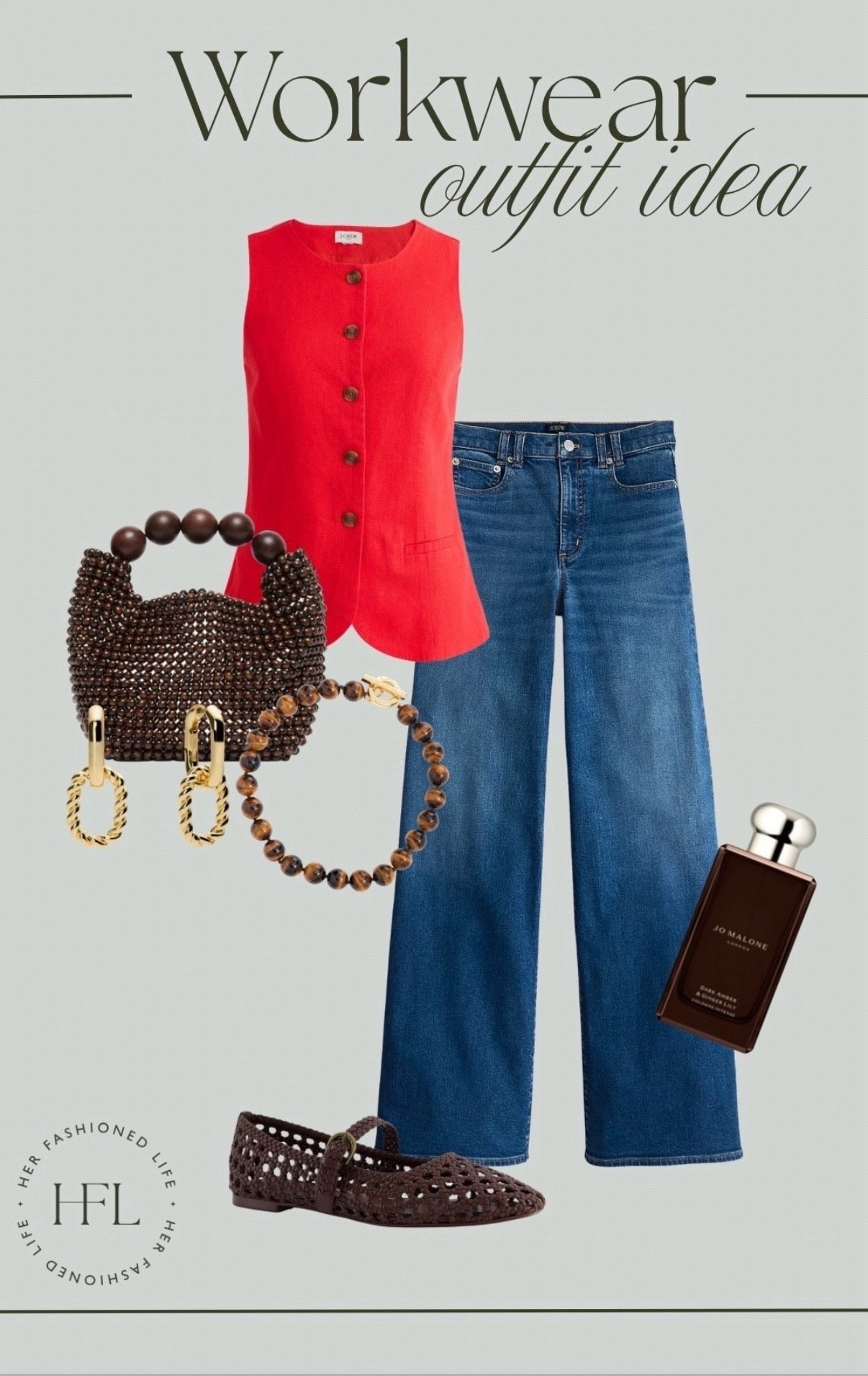Affordable workwear outfit!

#Brown #Red #JcrewFactory #Cushionaire #Jeans 

#LTKootd #LTKOver40