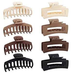 8 Pack Hair Claw Clips Large Hair Clips for Thick Hair Strong Hold Matte Big Hair Jaw Clip Banana... | Amazon (US)