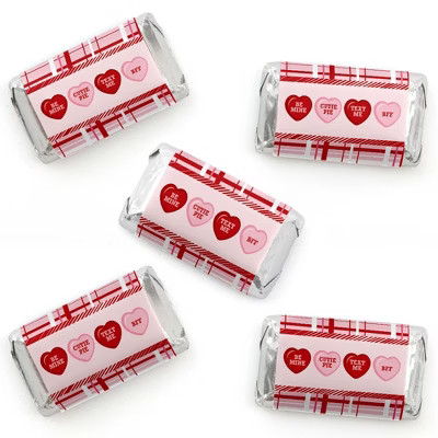 Big Dot of Happiness Conversation Hearts - Mini Candy Bar Wrapper Stickers - Valentine's Day Part... | Target
