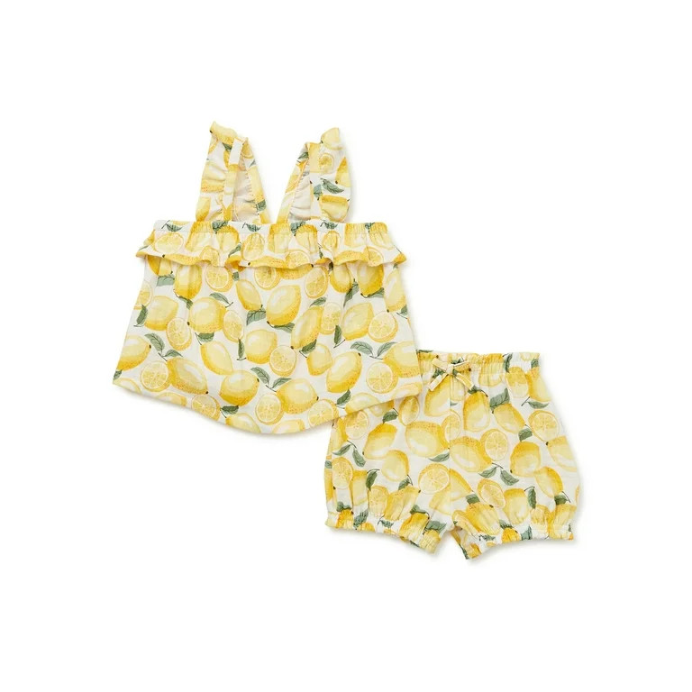 Wonder Nation Baby Girl Tunic Top and Shorts Outfit Set, 2-Piece | Walmart (US)