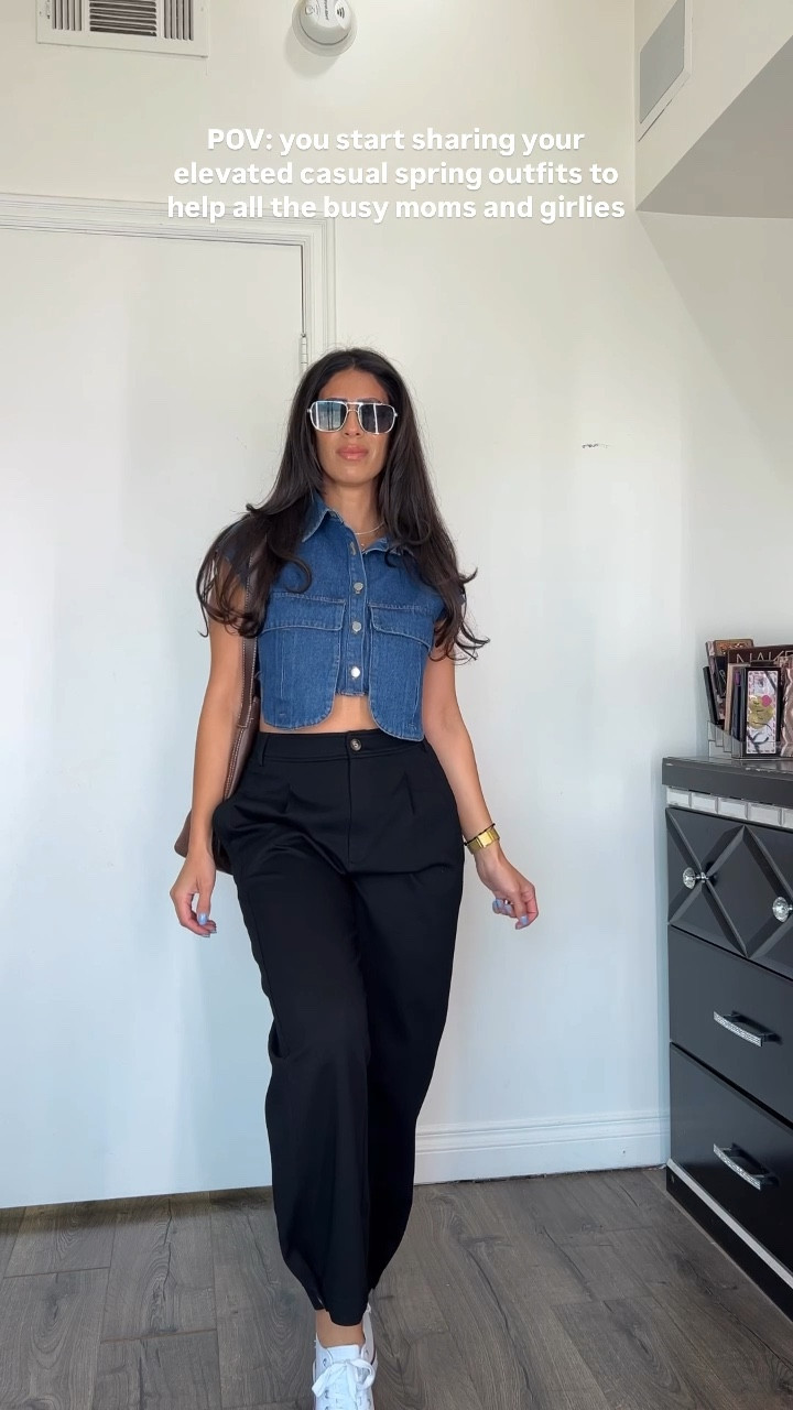 The perfect elevated casual outfit for spring. 
Denim top size small only $10 - run because it’s selling out 
Tapered trousers size small. 20% off promo

#LTKWatchNow #LTKSaleAlert #LTKStyleTip