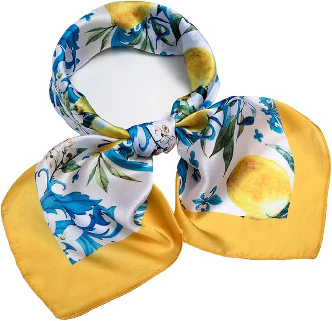 Silk Like Scarf Head Scarf Fashion Pattern Hair Scarf Design Neck Scarfs | Amazon (US)