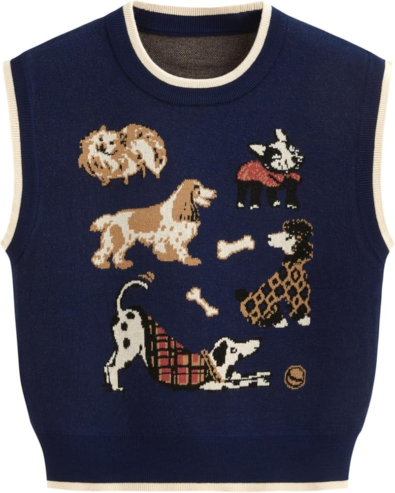 CIDER Women’s Sweater Vest Knit Sleeveless Pear Cute Graphic Sweater Vest Tank Top Fall Outfits | Amazon (US)