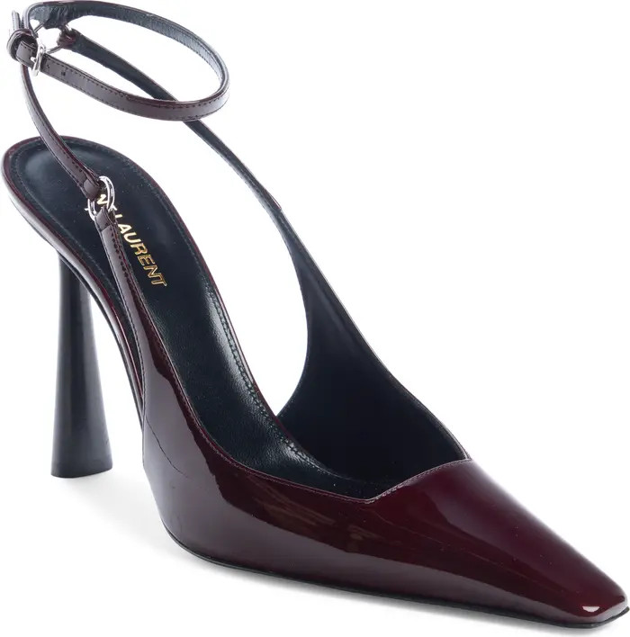 Saint Laurent Calista Ankle Strap Slingback Pointed Toe Pump (Women) | Nordstrom | Nordstrom