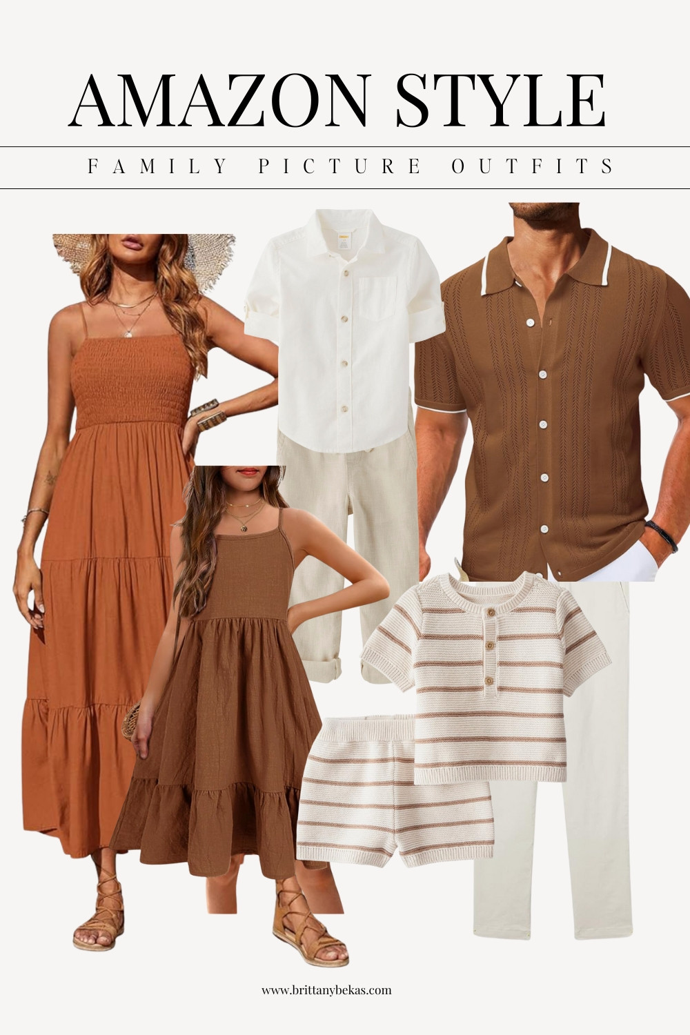 Rust an brown family picture style from Amazon for beach family photos. Pair a breezy dress in rust with a chocolate brown men's polo, linen shirt and pants. 

Amazon fashion. Amazon style. Amazon family. Amazon dress. Carters. Beach outfits. Vacation style  

#LTKMens #LTKFindsUnder50 #LTKFamily