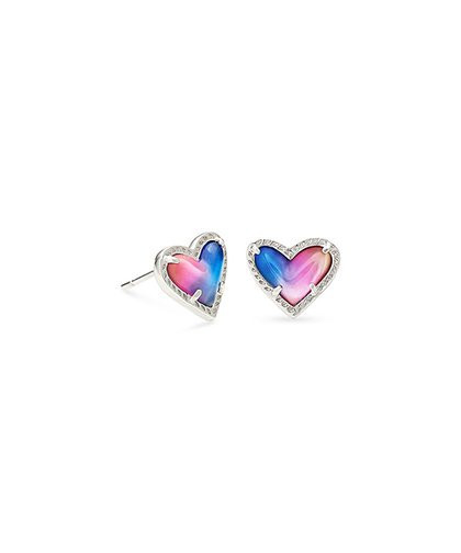 Pink Crystal & Silvertone Ari Heart Stud Earrings | Zulily