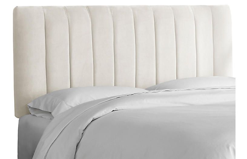 Delmar Channel Headboard, Ivory Velvet | One Kings Lane