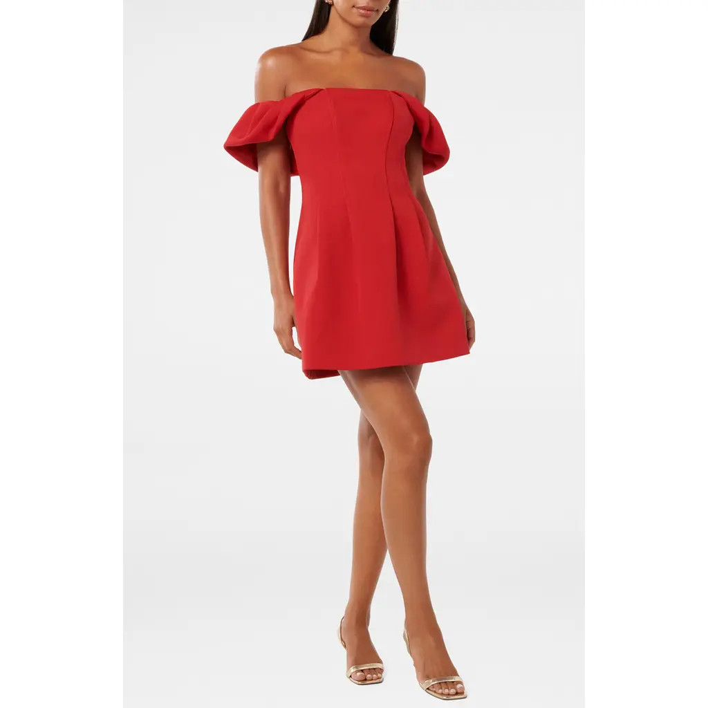 Ever New Jacquie Off the Shoulder Minidress in Barbados Cherry at Nordstrom Rack, Size 12 | Nordstrom Rack