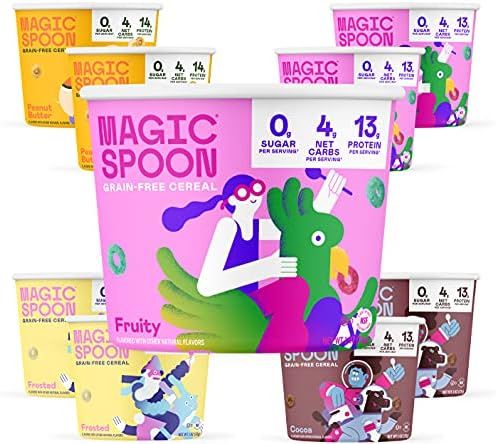 Magic Spoon Cereal, Variety 8-Pack Single Serve Cups - Keto, Gluten & Grain Free, Low Carb, High Pro | Amazon (US)