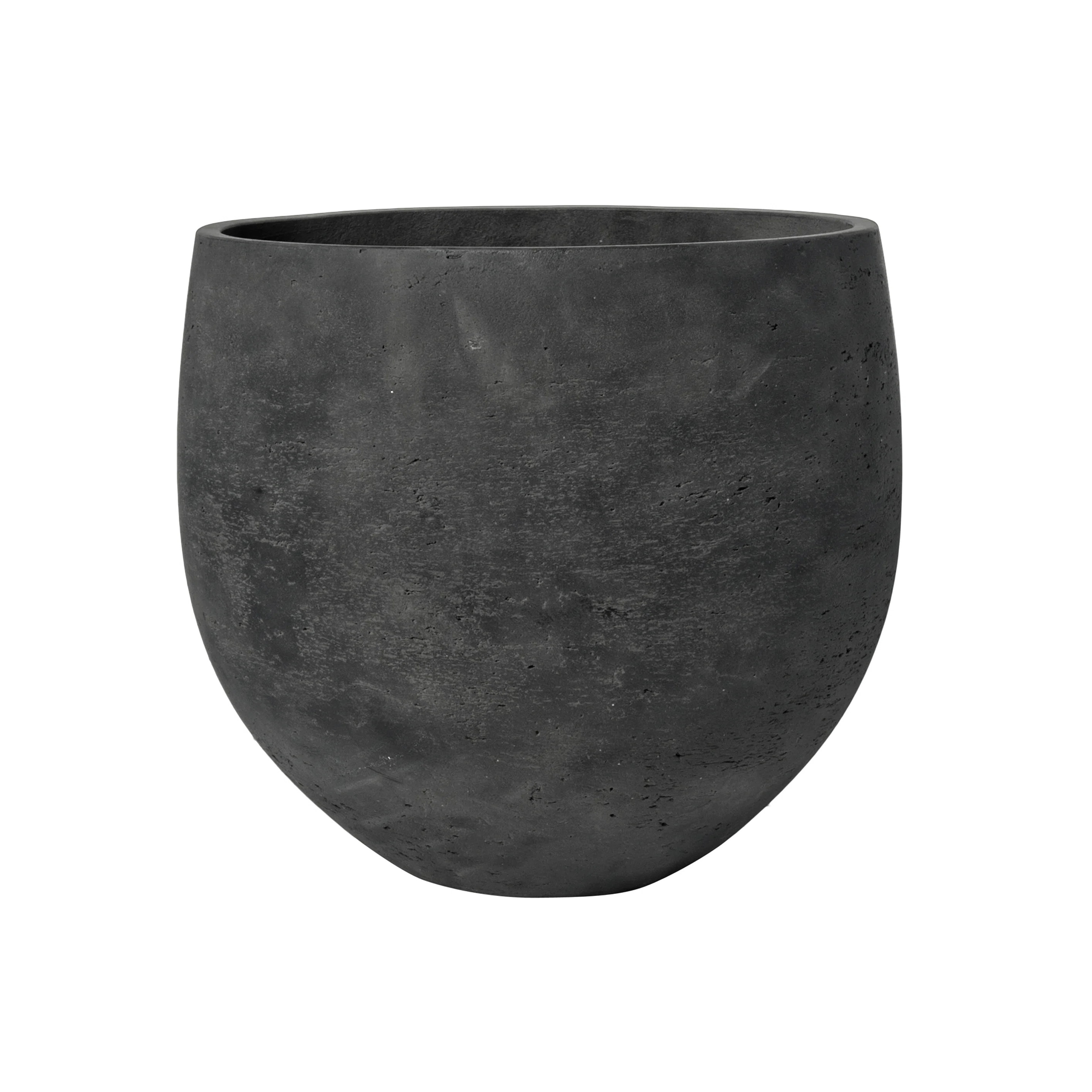 Black Textured Round Fiberstone Pot | Wayfair North America
